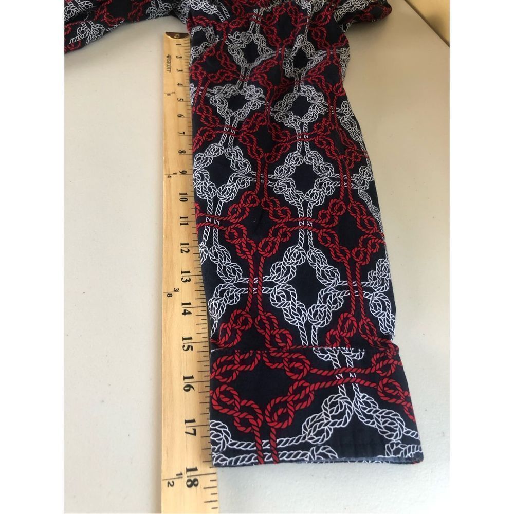 TOMMY HILFIGER Navy w/ Red & White Knotted Rope Print Tabbed Sleeve Shirt Sz 1X - Picture 10 of 13